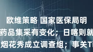 欧维策略 国家医保局明确!新一批药品集采有变化;日喀则就蔡国强烟花秀成立调查组;事关TikTok,商务部回应;被网信办约谈,微博、快手回应丨每经早参